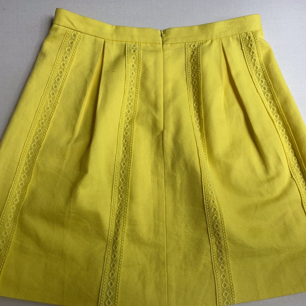 J. Crew Yellow Mini Skirt with Lace Detail